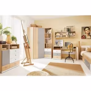 Obrazek Szafa Pixel 2D PX3 Dąb biszkoptowy/biały lux/szary