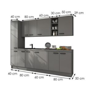 Obrazek Kuchnia Nessa antracyt/antracyt 260 bez blatu