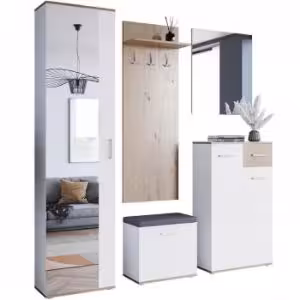 Obrazek Szafa Z Lustrem Justus 06 White/Oak Artisan