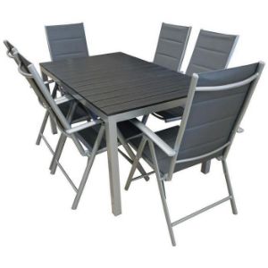 Obrazek Komplet stół Polywood + 6 krzeseł pozycyjnych szarych