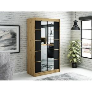 Obrazek Szafa Halifax V4 120 Dąb Artisan/Czarny/Lustro