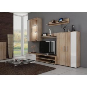 Obrazek Stolik RTV Stella (sonoma jasna/biały połysk))