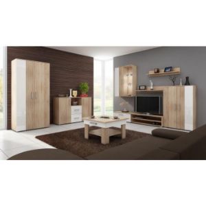 Obrazek Stolik RTV Stella (sonoma jasna/biały połysk))