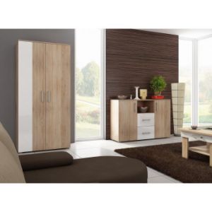 Obrazek Stolik RTV Stella (sonoma jasna/biały połysk))