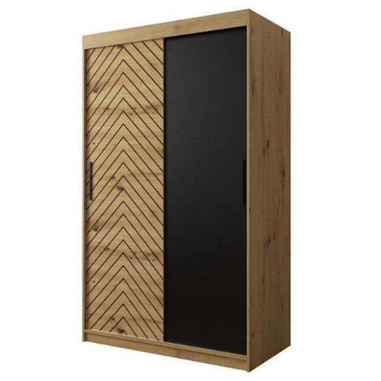 Obrazek Szafa Jodełka 120 Dąb Artisan/Dąb Artisan/Czarny