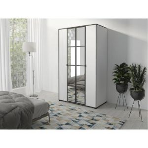 Obrazek Szafa Oslo I 120 Biały/Czarny/Lustro