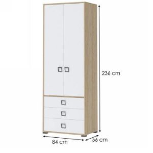 Obrazek Szafa 2D3S Kiki P23-BK/KI-15 beech/white