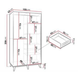 Obrazek Komplet Szuflad (2SZT) 100 Dąb Artisan/Czarny