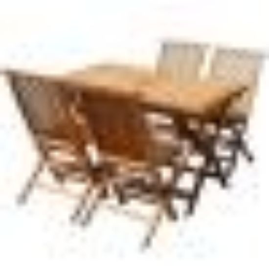 Obrazek Komplet mebli drewno teakowe kwadratowy stolik+4 krzesła