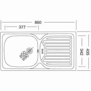 Obrazek Zlewozmywak stalowy jednokomorowy Classic N-143 435x860 
