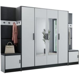 Obrazek Garderoba Roj 17 biała + Madryt 1100 ekoskóra czarna