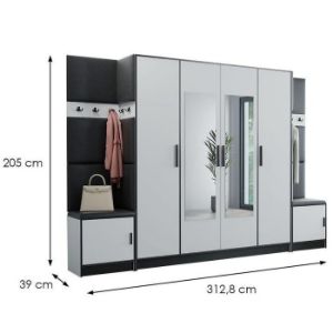 Obrazek Garderoba Roj 17 biała + Madryt 1100 ekoskóra czarna