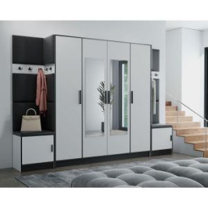 Obrazek Garderoba Roj 17 biała + Madryt 1100 ekoskóra czarna