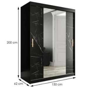 Obrazek Szafa Marmur T1 150 Czarny/Marmur Czarny