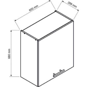 Obrazek Szafka Kuchenna Zoya W60/68 Slim Pl Z Okapem Srebrnym D