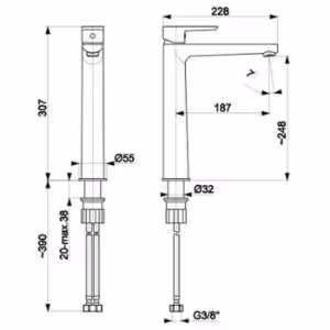 Obrazek Bateria umywalkowa nablatowa Narva Black