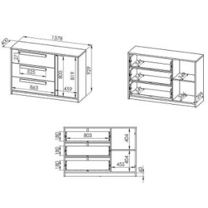 Obrazek Komoda 08 Drop Buk Fjord/Biały/Szara Platyna