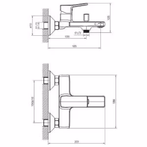 Obrazek Bateria wannowa Silva chrom