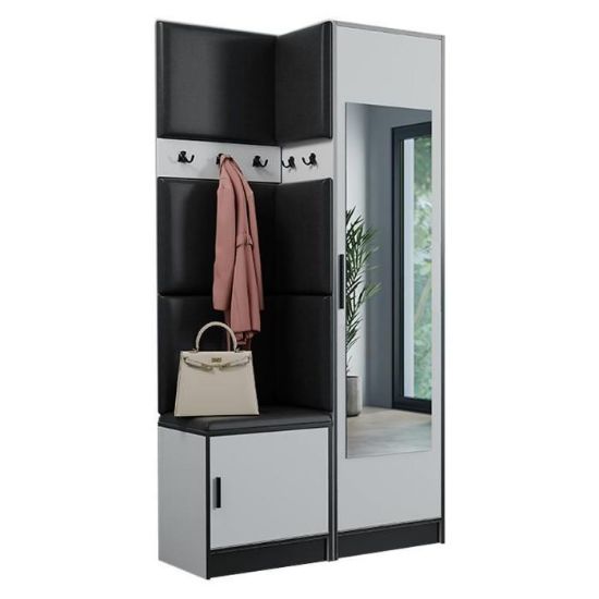 Obrazek Garderoba Roj 11 biała + Madryt 1100 ekoskóra czarna