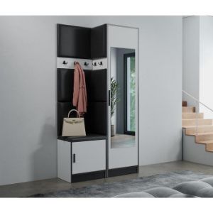 Obrazek Garderoba Roj 11 biała + Madryt 1100 ekoskóra czarna