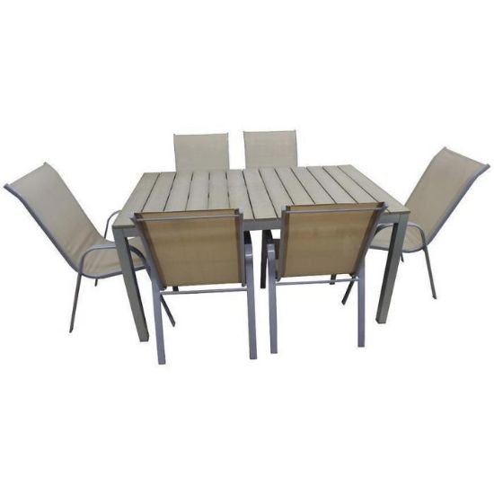 Obrazek Komplet stół Polywood + 6 krzeseł taupe