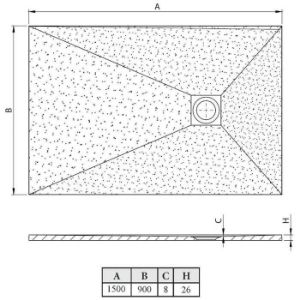 Obrazek Brodzik prostokątny Opal 150/90/2,6 biały