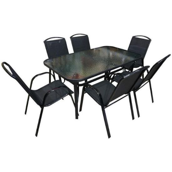 Obrazek Komplet stół szklany + 6 krzeseł Himalaya	