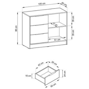 Obrazek Komoda Nelly 1d dąb artisan/czarny