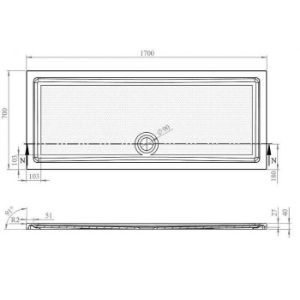 Obrazek Brodzik prostokątny Tek 170x70x4