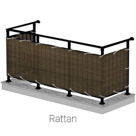 Obrazek Osłona balkonowa 75cm/600cm rattan wenge