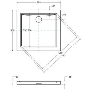 Obrazek Brodzik kwadratowy Aquarius slimline 90/90
