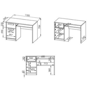 Obrazek Biurko 14 Drop Buk Fjord/Biały/Szara Platyna