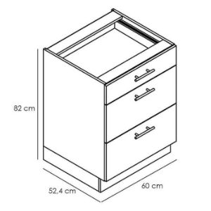 Obrazek Szafka kuchenna Denis d60s/3 czarny mat/biały 
