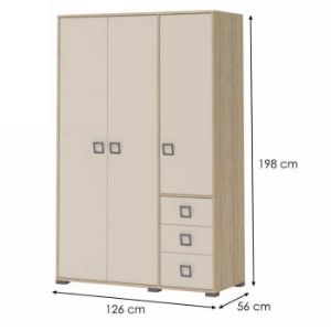 Obrazek Szafa 3D3S Kiki G33-BK/KI-01 beech/sand