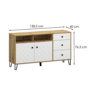 Obrazek Komoda Sorrento E 2d 3s Dąb Artisan/Biały