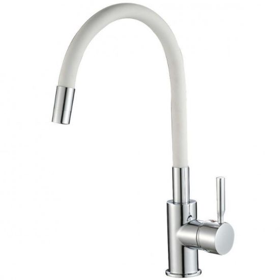 Obrazek Bateria zlewozmywakowa elastyczna Samba biała