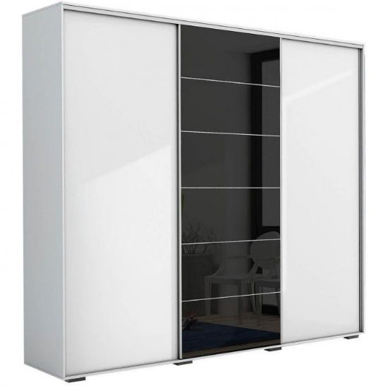 Obrazek Szafa Alicja A28 Lacobel 6 Pasów 0,4 Biały/Czarny