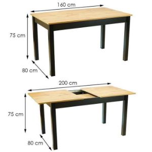 Obrazek Stół St30 Jarek 160x80+40 Dąb Wotan Nogi Czarne