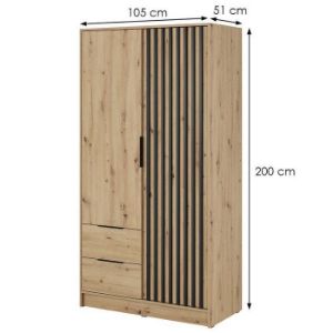 Obrazek Szafa Nelly 2d Dąb Artisan/Lamela Czarna