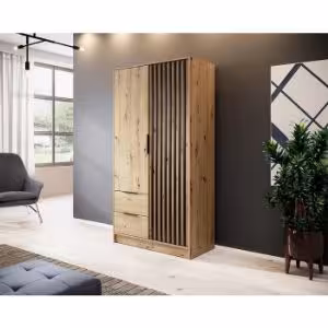 Obrazek Szafa Nelly 2d Dąb Artisan/Lamela Czarna