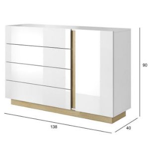 Obrazek Komoda Arco D4S biały+dąb grandson