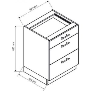 Obrazek Szafka Kuchenna Zoya D60s/3 Dąb Halifax/Biały