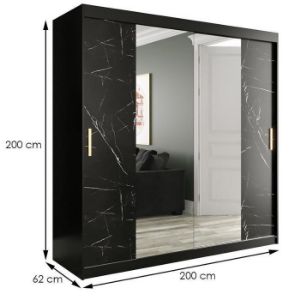 Obrazek Szafa Marmur T1 200 Czarny/Marmur Czarny