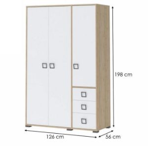 Obrazek Szafa 3D3S Kiki G33-BK/KI-15 beech/white