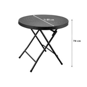 Obrazek Stolik składany okrągły 80cm czarny