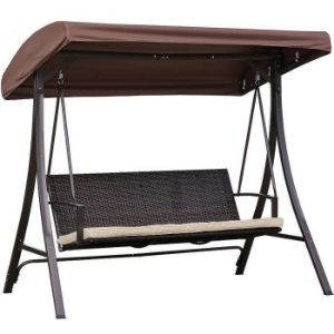 Obrazek Huśtawka ogrodowa technorattanowa brązowa z poduszką