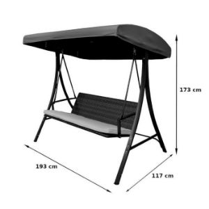 Obrazek Huśtawka ogrodowa technorattanowa brązowa z poduszką