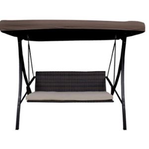 Obrazek Huśtawka ogrodowa technorattanowa brązowa z poduszką