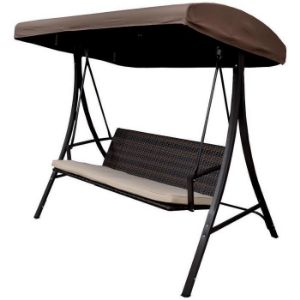 Obrazek Huśtawka ogrodowa technorattanowa brązowa z poduszką