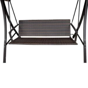 Obrazek Huśtawka ogrodowa technorattanowa brązowa z poduszką
